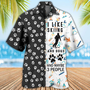 Skiing I Like Skiing And Dogs - Hawaiian Shirt - Owl Ohh - Owl Ohh