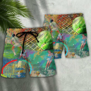 Tennis Colorful Art Style - Beach Short - Owl Ohh - Owl Ohh