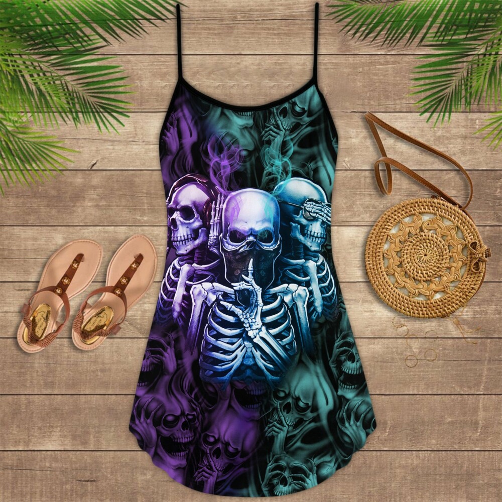 Skull Neither Hear Nor See - Summer Dress - Owl Ohh - Owl Ohh