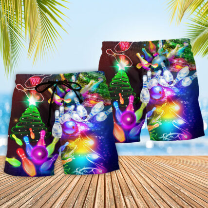 Bowling Christmas Merry Everything Happy Always - Beach Short - Owl Ohh - Owl Ohh