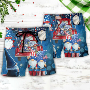Independence Day Cute Three Trio Gnome 4th Of July - Beach Short - Owl Ohh - Owl Ohh