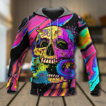 Skull And moth Night Butterfly Neon Style - Hoodie - Owl Ohh - Owl Ohh