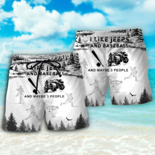 Baseball I Like Jeeps And Baseball - Beach Short - Owl Ohh - Owl Ohh