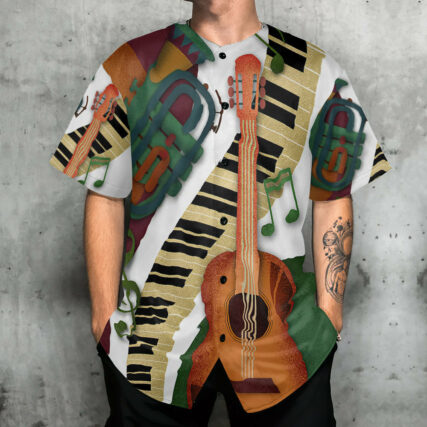 Guitar Vintage Classic Musician - Baseball Jersey - Owl Ohh - Owl Ohh