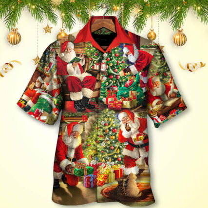 Christmas Santa Claus Story Gift For Xmas Painting Style - Hawaiian Shirt - Owl Ohh - Owl Ohh