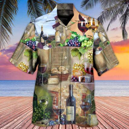 Wine Grape And Cheese Art - Hawaiian Shirt - Owl Ohh - Owl Ohh