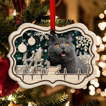 Christmas Cat Lover Heart Beat - Horizontal Ornament - Owl Ohh - Owl Ohh