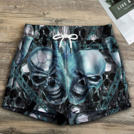 Skull Blue Flame Screaming - Women's Casual Shorts - Owl Ohh - Owl Ohh