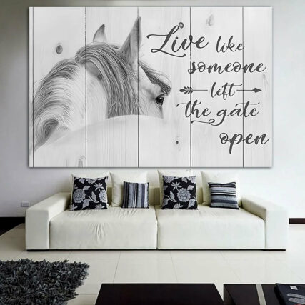 Horse Live Like Someone Left The Gate Open - Horizontal Poster - Owl Ohh - Owl Ohh