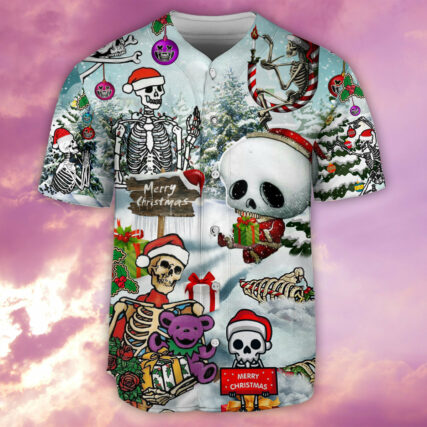 Skull Xmas Snow - Baseball Jersey - Owl Ohh - Owl Ohh