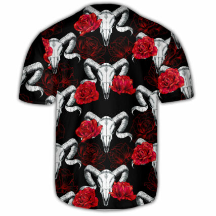 Skull Ram Rose - Baseball Jersey - Owl Ohh - Owl Ohh