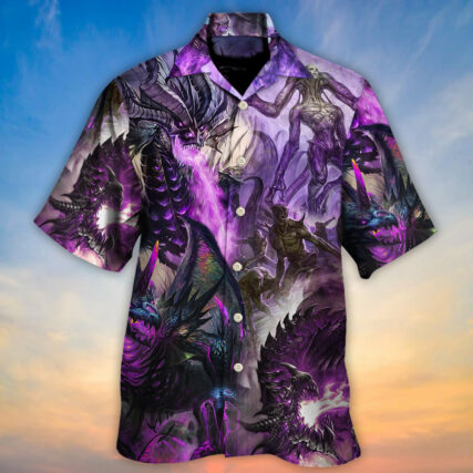 Dragon Purple Skull Monster Lightning Fight Art Style - Hawaiian Shirt - Owl Ohh - Owl Ohh