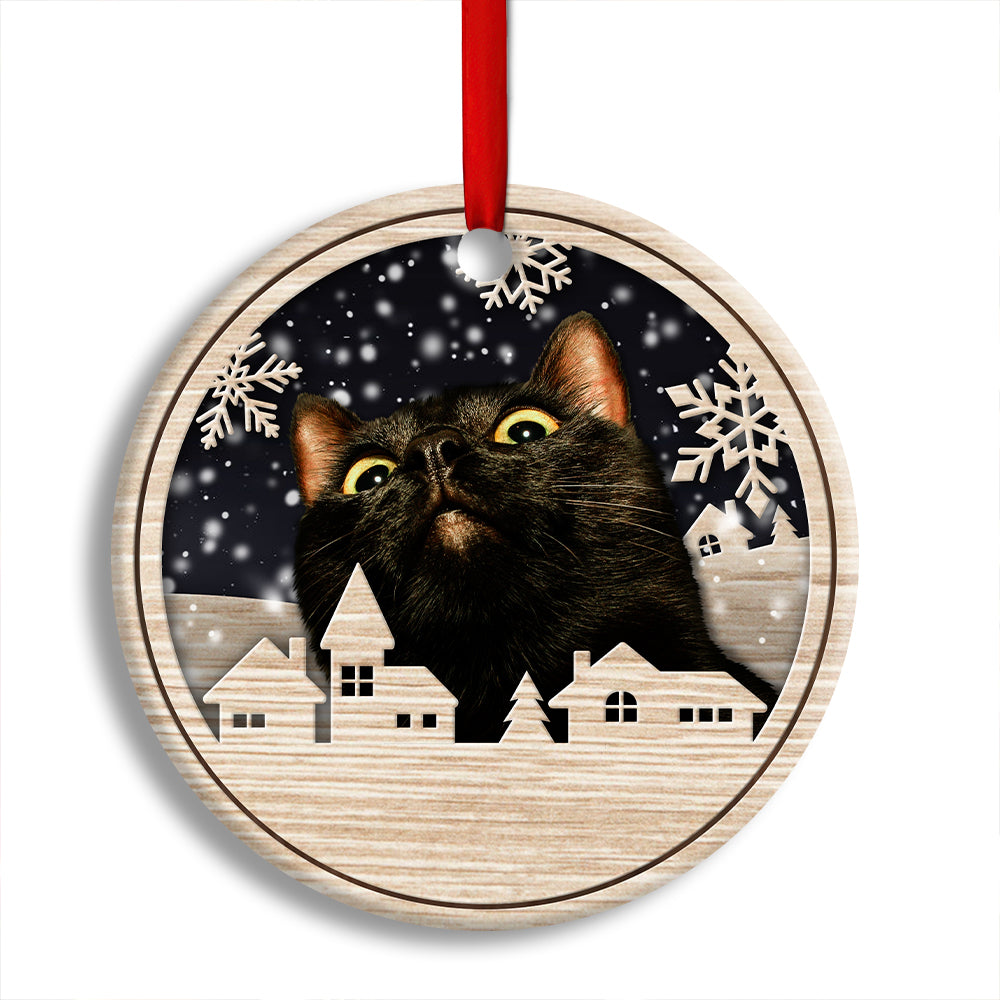Christmas Cat Meow Xmas Winter Cats Cat Lovers - Circle Ornament - Owl Ohh - Owl Ohh