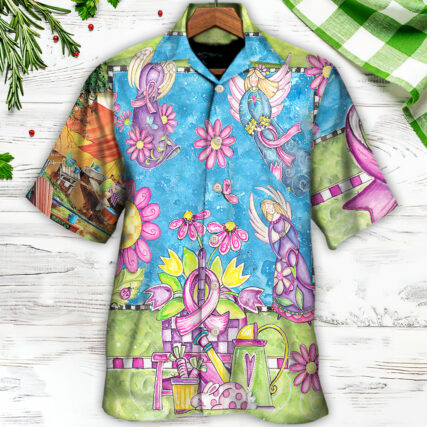 Breast Cancer Courage Angel With Pink Ribbon - Hawaiian Shirt - Owl Ohh - Owl Ohh