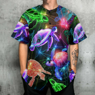 Turtle Fullcolor Neon Style Loves Ocean - Baseball Jersey - Owl Ohh - Owl Ohh