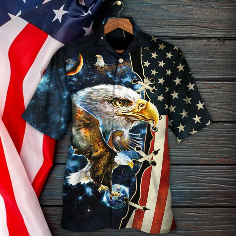 America Eagle Amazing Galaxy - Hawaiian Shirt - Owl Ohh - Owl Ohh