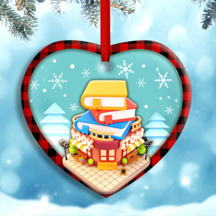 Bookstore Christmas So Many Books So Little Time - Heart Ornament - Owl Ohh - Owl Ohh