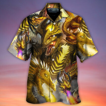 Dragon Gold Skull Lover Fight Art Style - Hawaiian Shirt - Owl Ohh - Owl Ohh