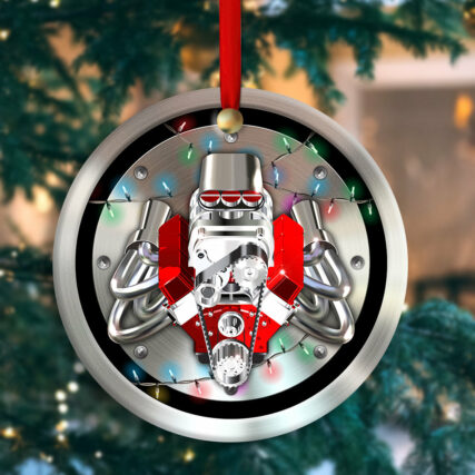 Hot Rod Christmas Metal And Light Custom Photo Personalized - Circle Ornament - Owl Ohh - Owl Ohh