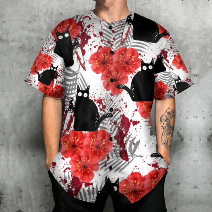 Black Cat Blood Stains - Baseball Jersey - Owl Ohh - Owl Ohh