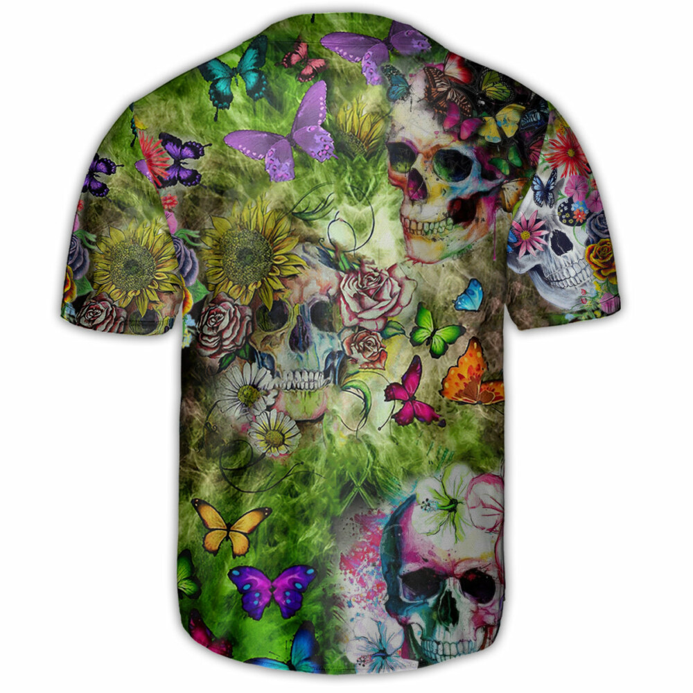 Skull Love Butterfly - Baseball Jersey - Owl Ohh - Owl Ohh