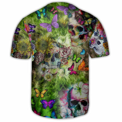 Skull Love Butterfly - Baseball Jersey - Owl Ohh - Owl Ohh