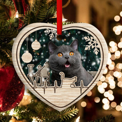 Christmas Cat Lover Heart Beat - Heart Ornament - Owl Ohh - Owl Ohh