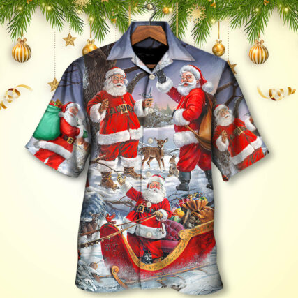 Christmas Funny Santa Claus Happy Xmas Is Coming Art - Hawaiian Shirt - Owl Ohh - Owl Ohh