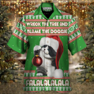 Cat Wreck The Tree And Blame The Doggie Falalala Christmas - Hawaiian Shirt - Owl Ohh - Owl Ohh