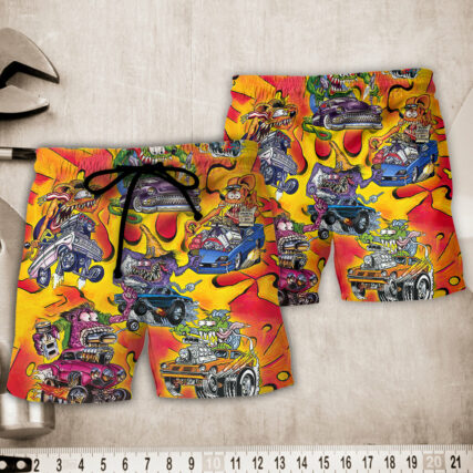 Hot Rod Vintage Racing Savage Burn Energy - Beach Short - Owl Ohh - Owl Ohh
