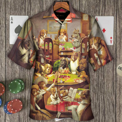 Gambling Dog Playing Poker - Hawaiian Shirt - Owl Ohh for men and women, kids - Owl Ohh
