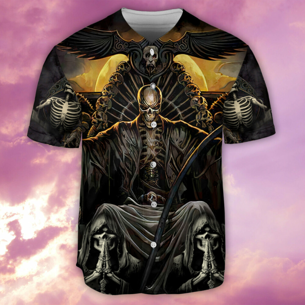 Skull Grim Reaper Dark - Baseball Jersey - Owl Ohh - Owl Ohh