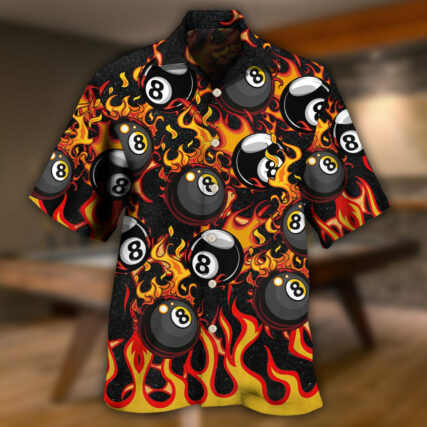 Billiard Eight Ball Burning With Fire Flames - Hawaiian Shirt - Owl Ohh - Owl Ohh