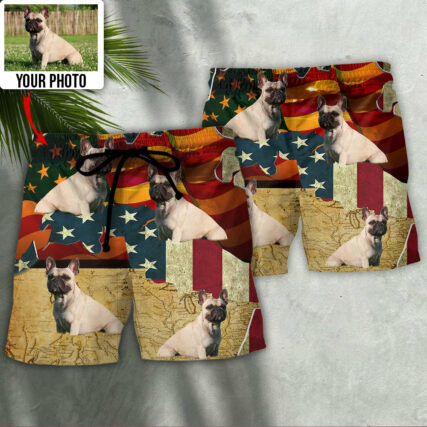 French Bulldog America Sunset Custom Photo - Beach Short - Owl Ohh - Owl Ohh
