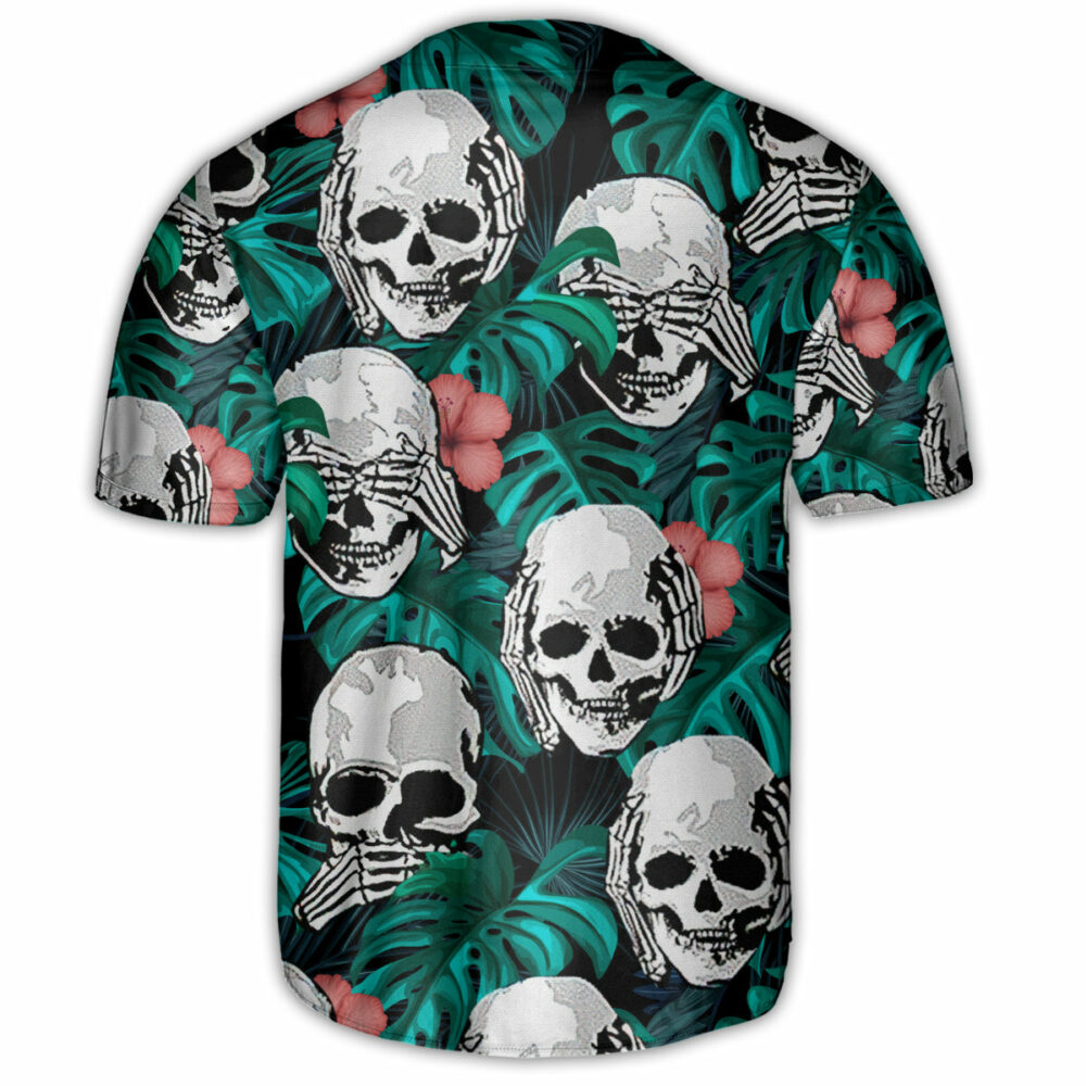 Skull Love Life Tropical Leaves - Baseball Jersey - Owl Ohh - Owl Ohh