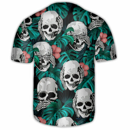 Skull Love Life Tropical Leaves - Baseball Jersey - Owl Ohh - Owl Ohh
