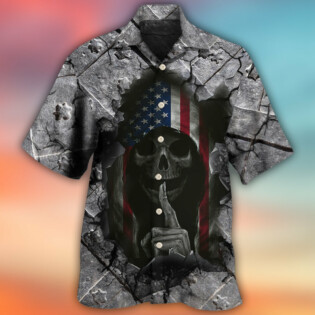 Skull Dark American Flag Strong Wrought Iron - Hawaiian Shirt - Owl Ohh - Owl Ohh