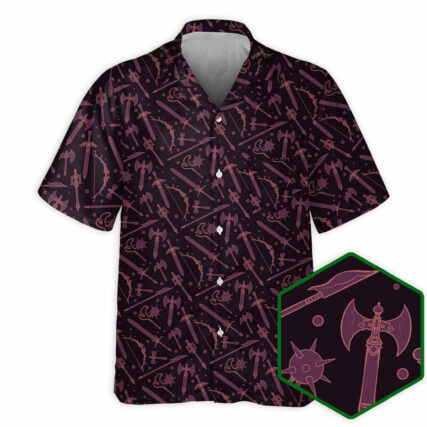 DnD Madieval Weapons Pattern - Hawaiian Shirt - Owl Ohh - Owl Ohh