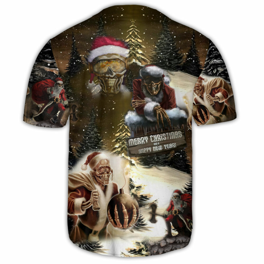 Skull Merry Xmas And Happy New Year - Baseball Jersey - Owl Ohh - Owl Ohh