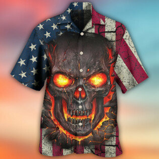 Skull Burning Angry American Flag Vintage - Hawaiian Shirt - Owl Ohh - Owl Ohh
