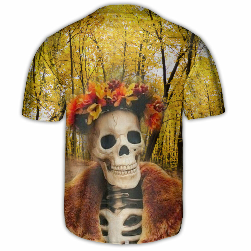 Skull Amazing Skeletonin Autumn - Baseball Jersey - Owl Ohh - Owl Ohh