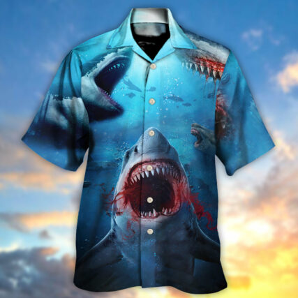 Shark Bites You in the Red Sea - Hawaiian Shirt - Owl Ohh for men and women, kids - Owl Ohh