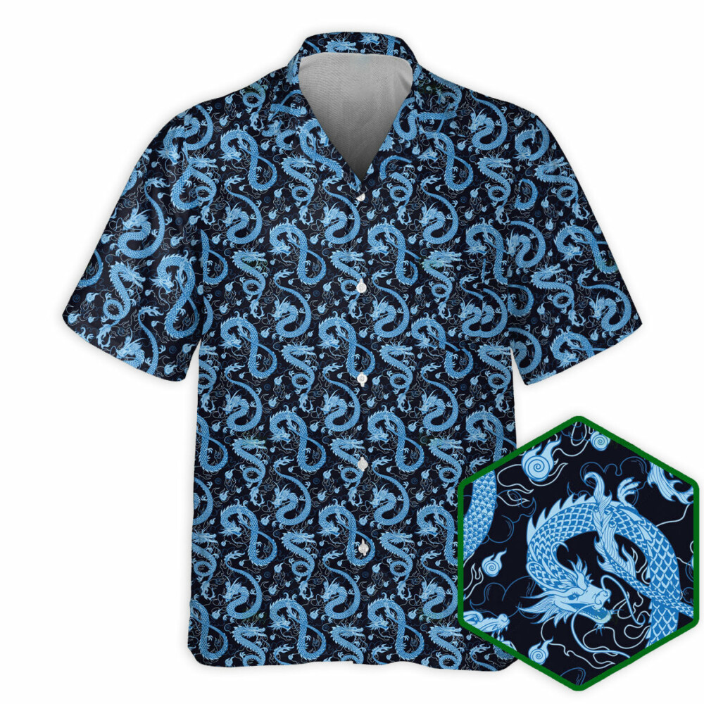 DnD Dragon Black And Blue Style - Hawaiian Shirt - Owl Ohh - Owl Ohh