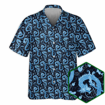 DnD Dragon Black And Blue Style - Hawaiian Shirt - Owl Ohh - Owl Ohh