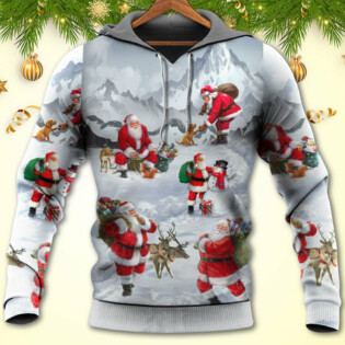 Christmas Santa Claus In The Snow Mountain Art Style - Hoodie - Owl Ohh - Owl Ohh