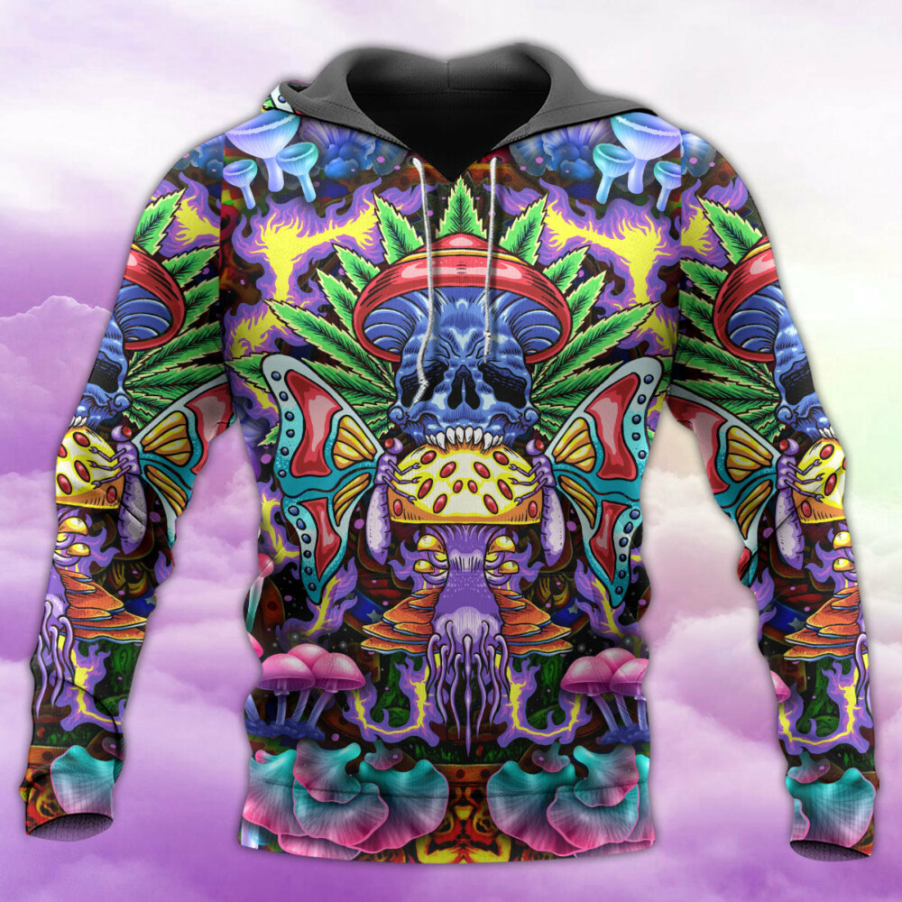 Hippie Mushroom And Skull Art - Hoodie - Owl Ohh - Owl Ohh