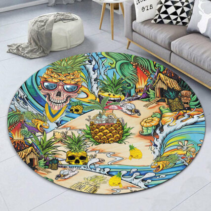 Skull Pineapple Fruit Amazing - Round Mat - Owl Ohh - Owl Ohh