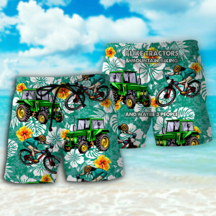 Tractor I Like Tractors And Mountain Biking - Beach Short - Owl Ohh - Owl Ohh