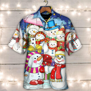 Christmas Snowman Merry Xmas And Happy New Year Art Style - Hawaiian Shirt - Owl Ohh for men and women, kids - Owl Ohh