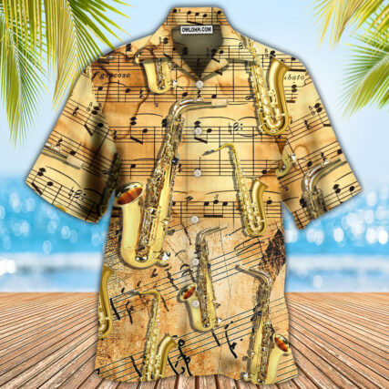 Saxophone Golden Music Lover Retro - Hawaiian Shirt - Owl Ohh - Owl Ohh